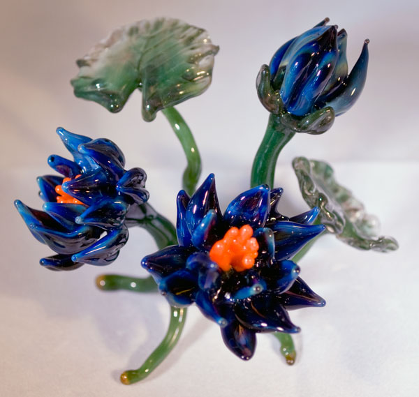 Blue Glass Waterlilies