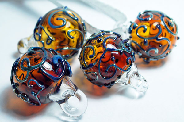 Amber Scribble Pendants