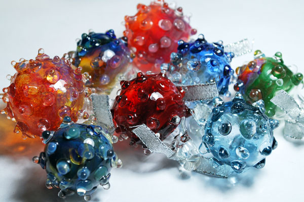 Handblown Ball Ornament Pendants - Azen Glass The Glass Art of Helen ...